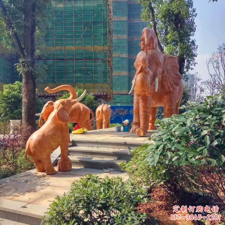 大同玻璃钢卡通大象雕塑-小区园林动物景观雕塑
