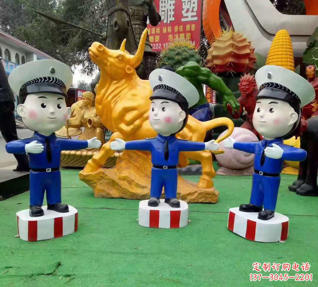 大同玻璃钢制作的交通警察雕塑