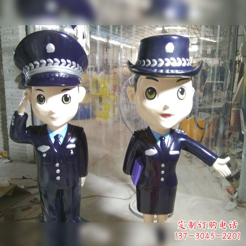大同玻璃钢卡通警察雕塑