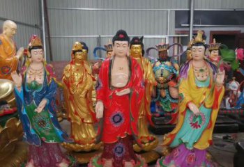 大同玻璃钢佛像彩绘西方三圣雕塑