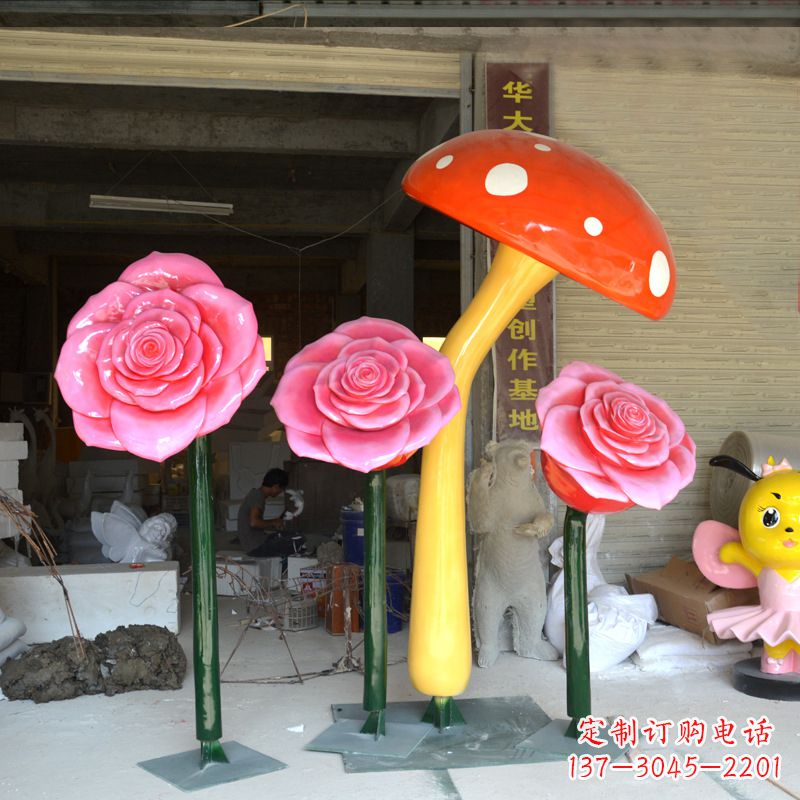 大同玫瑰之美玻璃钢玫瑰雕塑
