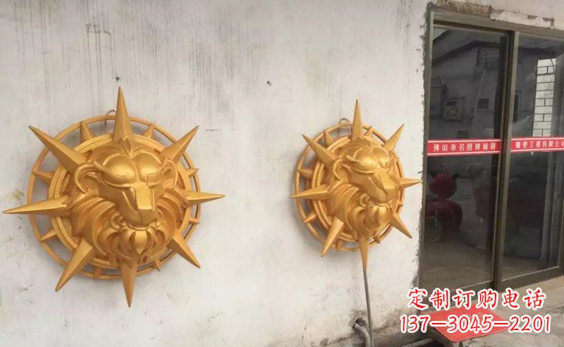 大同玻璃钢狮子头雕塑——精美景观装置