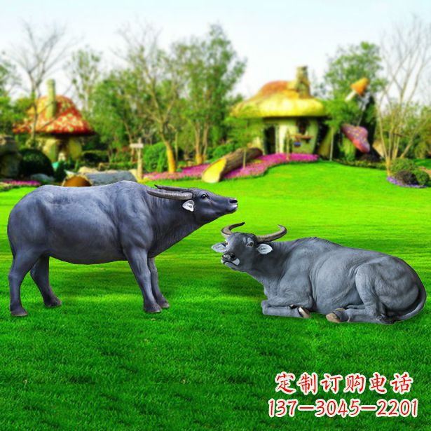 大同玻璃钢水牛雕塑,复古农家院情怀