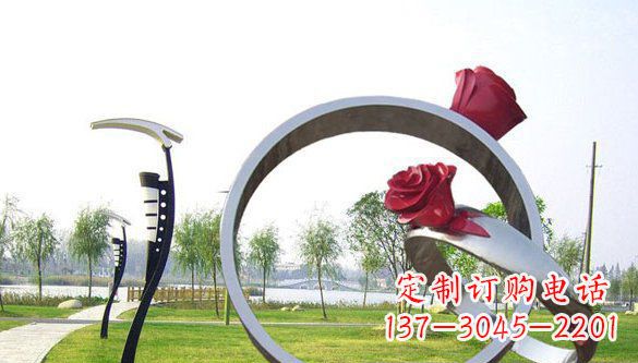 大同不锈钢爱情戒指浪漫雕塑艺术