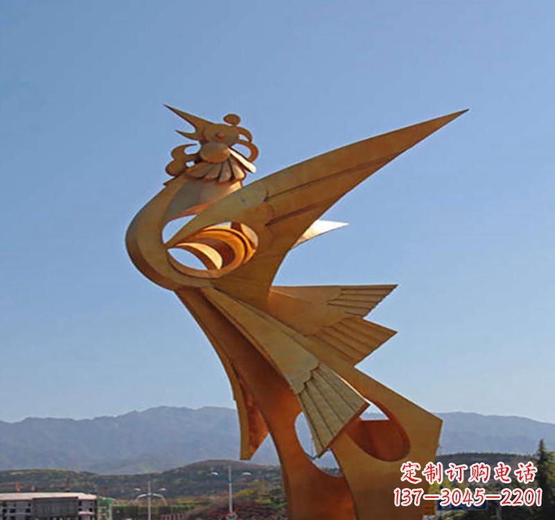 大同不锈钢凤凰雕塑传承瑞雪兆丰年