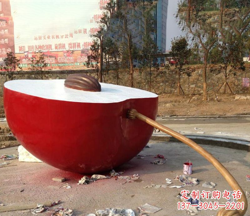 大同不锈钢半块苹果雕塑——传承古老文化的艺术品