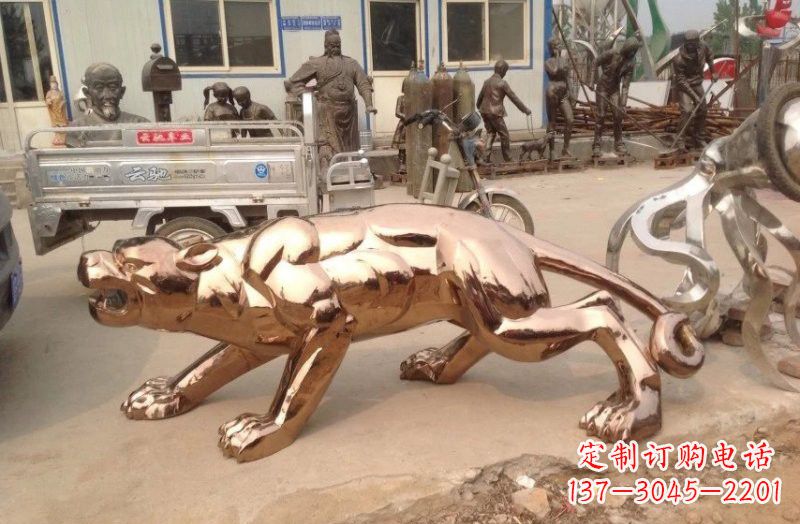 大同不锈钢豹子雕塑精美绝伦