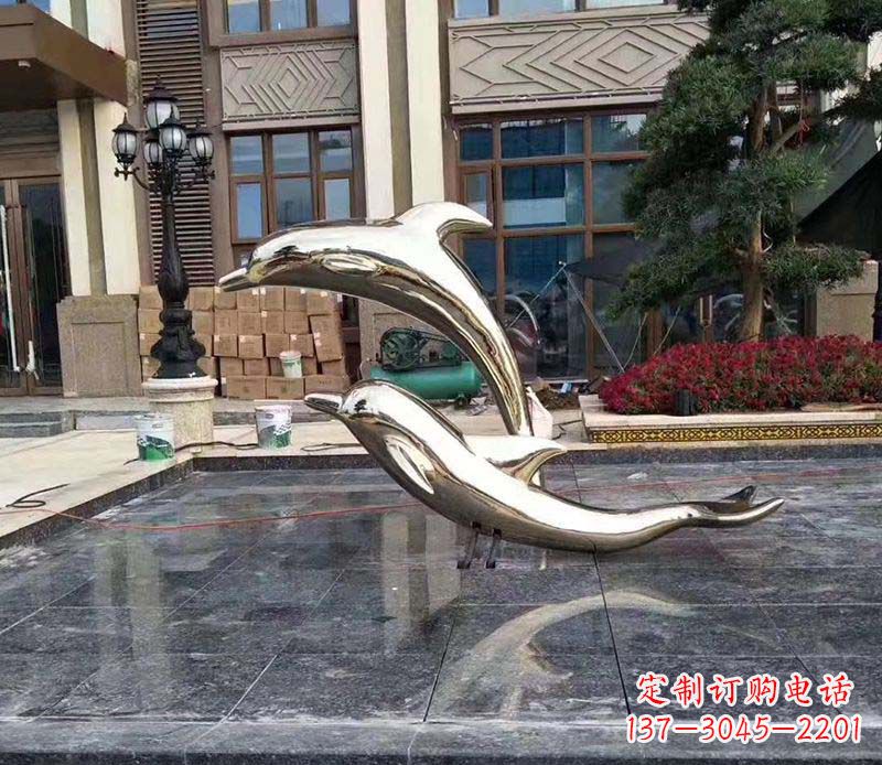 大同不锈钢别墅海豚装饰雕塑