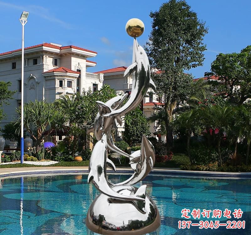 大同不锈钢别墅海豚雕塑