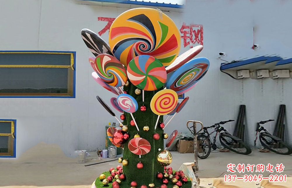 大同不锈钢彩色棒棒糖雕塑艺术与景观的完美结合