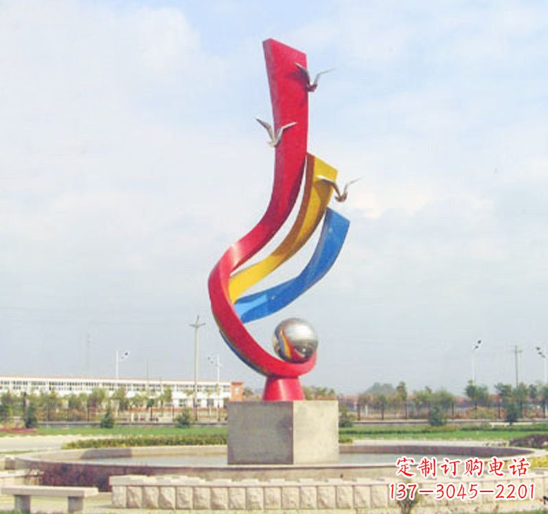 大同不锈钢彩色海鸥海浪雕塑——美丽传承