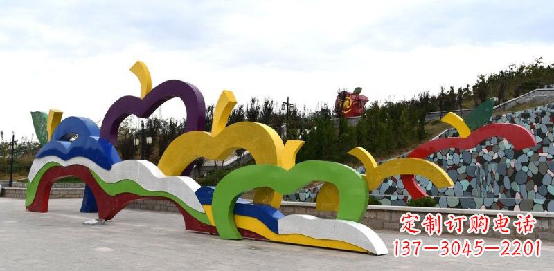 大同不锈钢彩色苹果雕塑