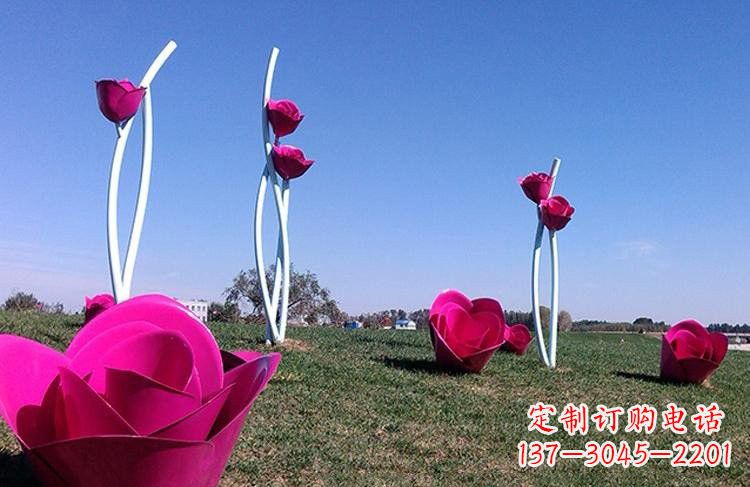 大同不锈钢彩色玫瑰雕塑艺术精美的象征