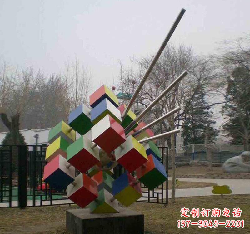 大同不锈钢彩色魔方雕塑艺术与智慧的结合