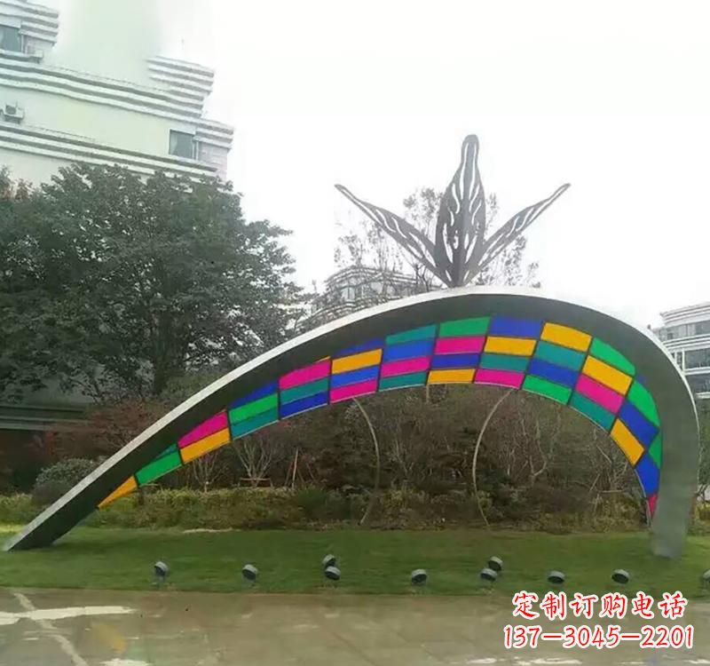 大同不锈钢彩色拼接拱门雕塑