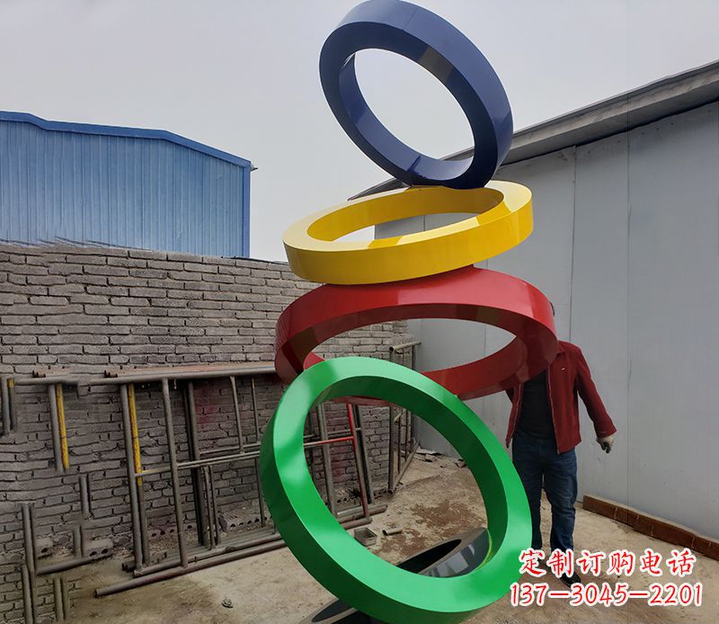 大同不锈钢彩色圆环公园雕塑