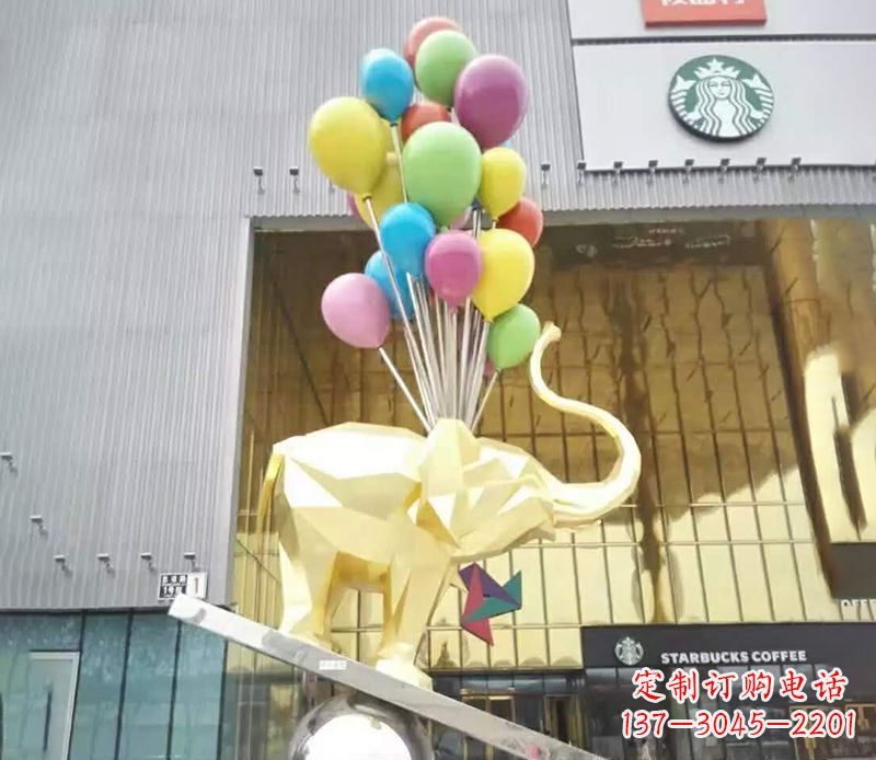 大同不锈钢踩球的小象雕塑