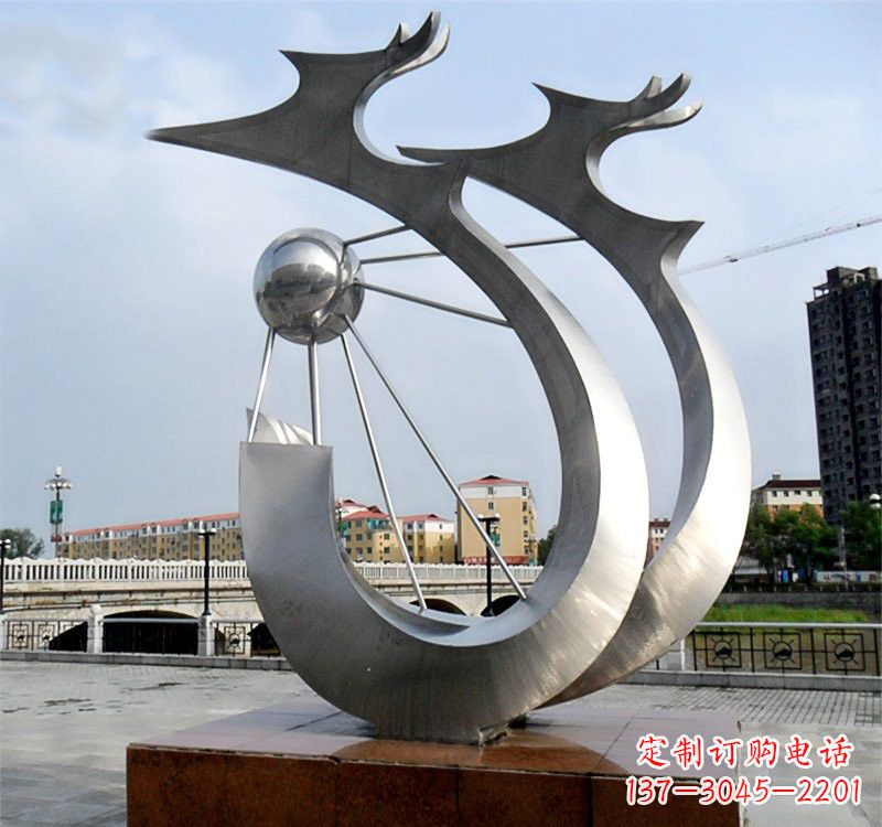 大同不锈钢双龙戏珠雕塑精美绝伦