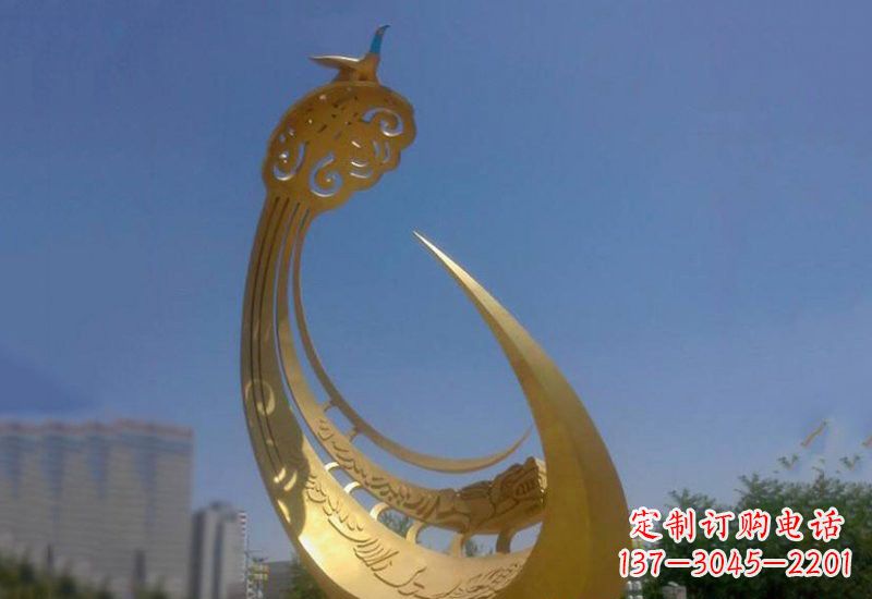 大同凤凰展翅高飞——不锈钢城市大型抽象创意雕塑