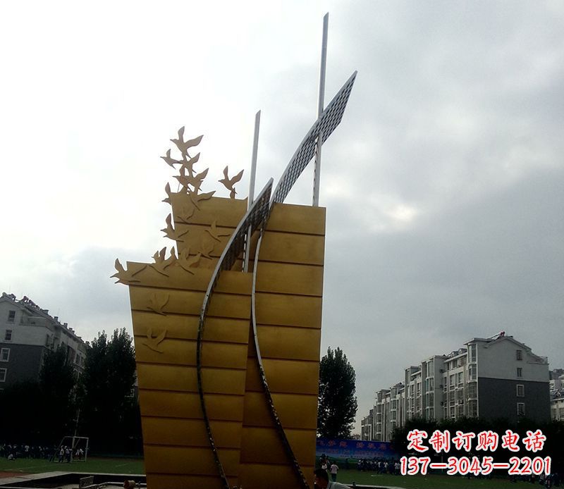大同不锈钢帆船雕塑象征城市的起航