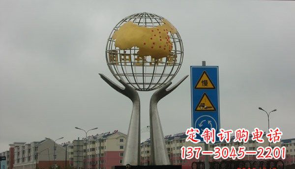 大同不锈钢城市景观中的地球雕塑