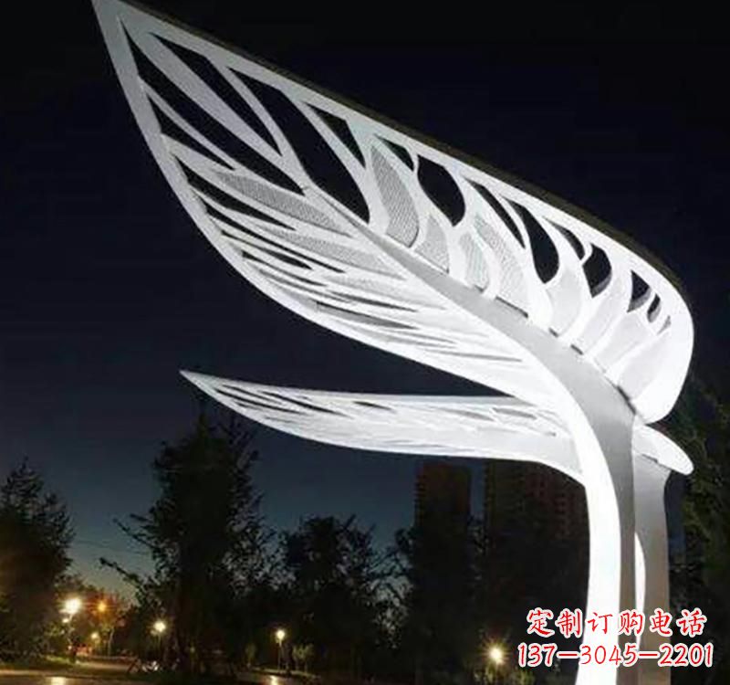 大同不锈钢树叶雕塑点缀城市景观