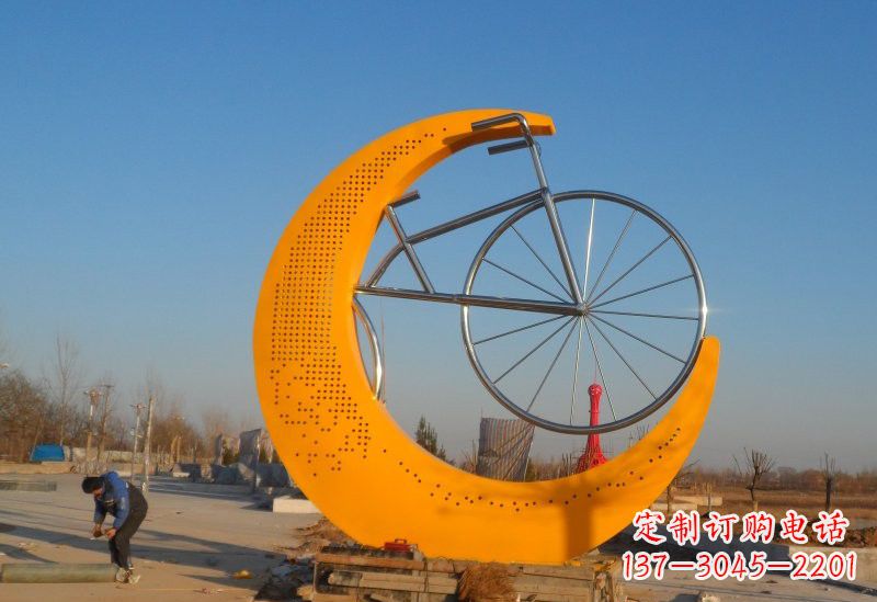 大同不锈钢城市月亮自行车雕塑