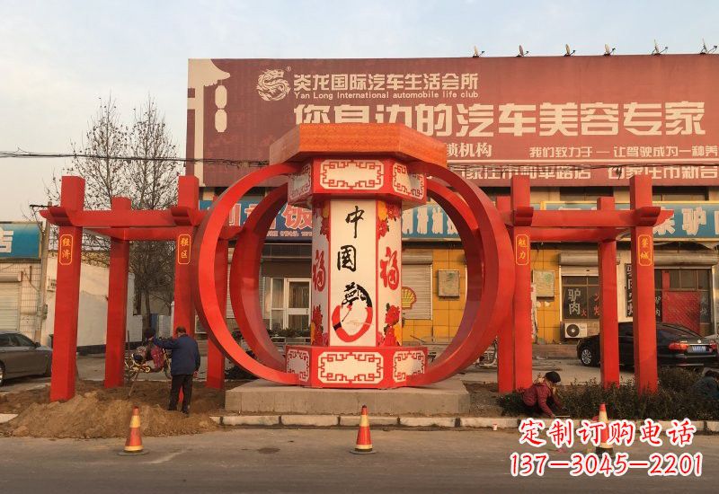 大同不锈钢灯笼雕塑——中国梦的象征