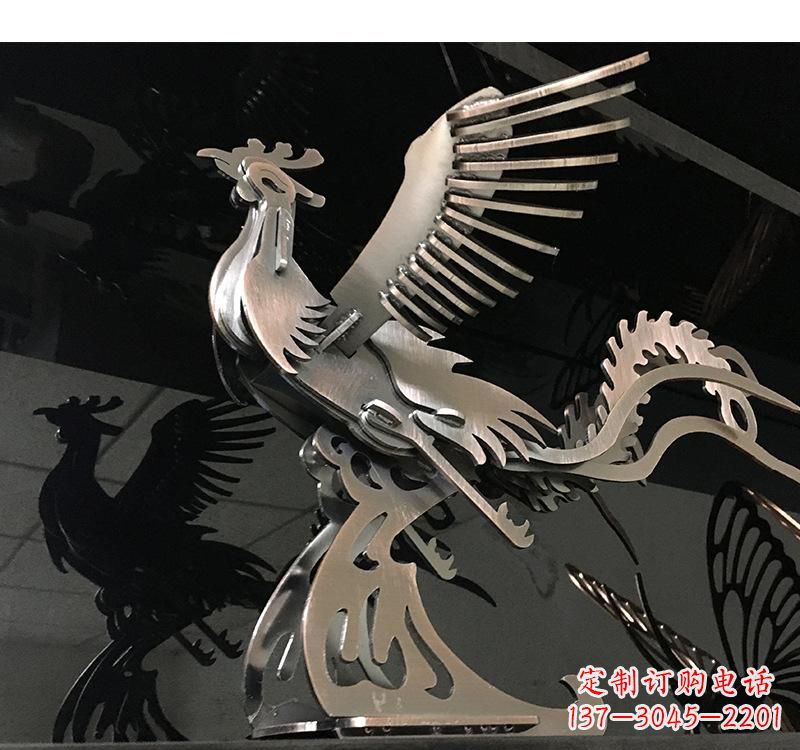 大同不锈钢凤凰雕塑精美的艺术品