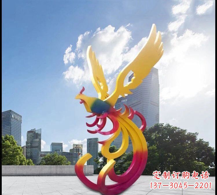 大同绚丽多彩的不锈钢凤凰雕塑