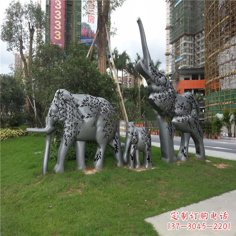 大同不锈钢大象雕塑小区园林的精美装饰