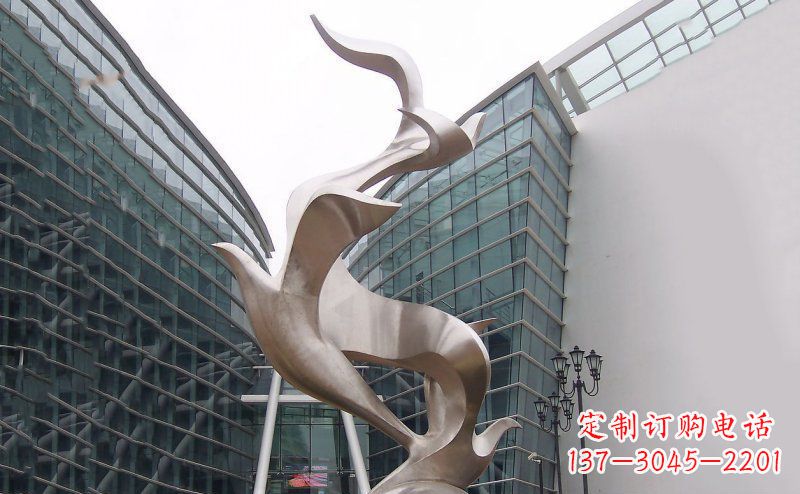 大同不锈钢抽象大雁鸽子雕塑