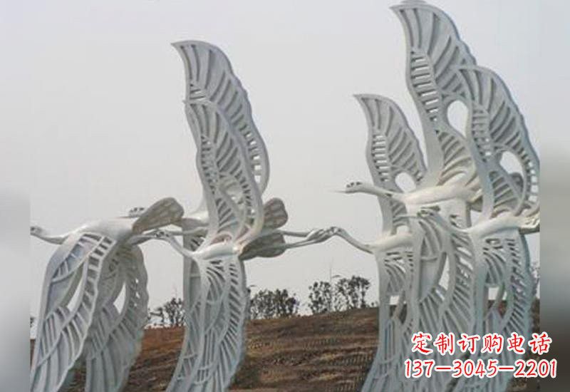 大同仙鹤雕塑融入不锈钢的飞翔之美