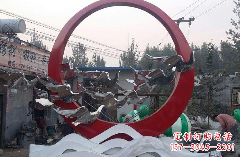 大同不锈钢抽象和平鸽和谐雕塑