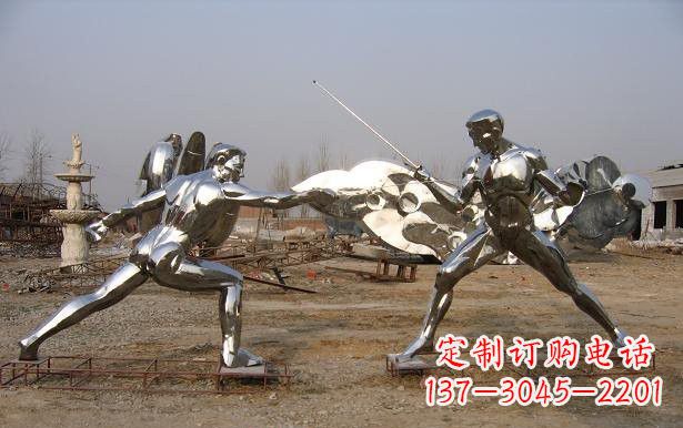 大同不锈钢抽象击剑运动员雕塑