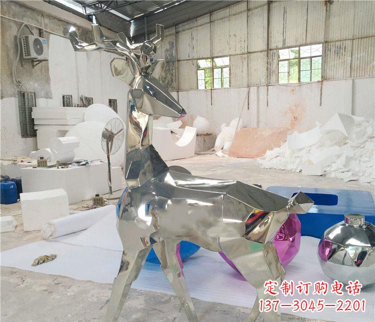 大同不锈钢抽象几何梅花鹿动物雕塑