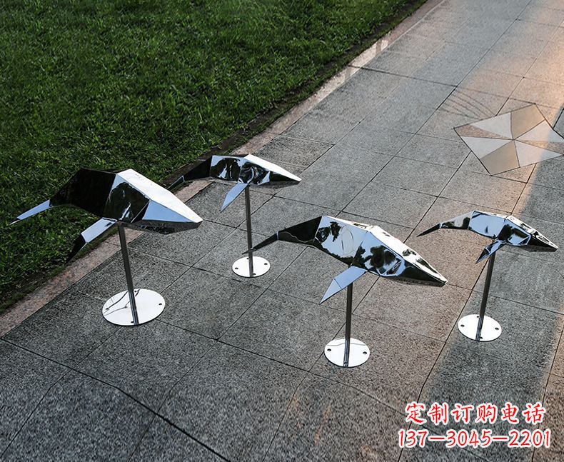 大同不锈钢抽象几何海豚雕塑1