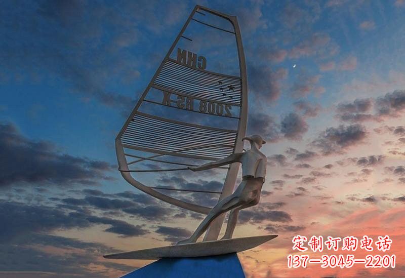 大同不锈钢抽象驾驶帆船人物雕塑