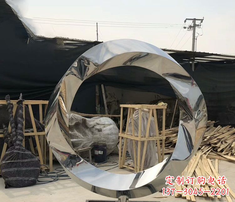大同不锈钢抽象镜面圆环雕塑