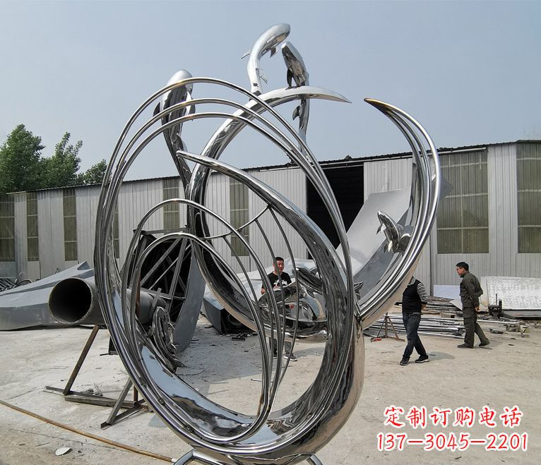 大同不锈钢抽象鲤鱼跃龙门雕塑