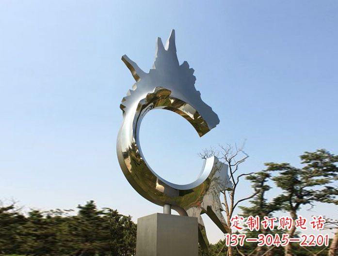 大同不锈钢抽象龙头雕塑