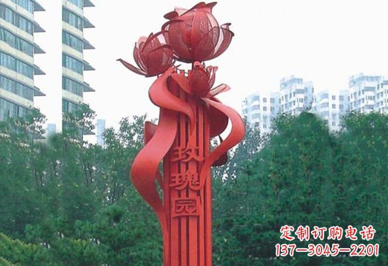 大同不锈钢玫瑰雕塑精美而优雅