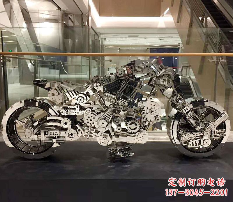 大同不锈钢抽象摩托车雕塑
