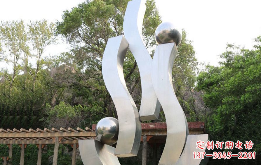大同不锈钢飘带雕塑美化小区景观