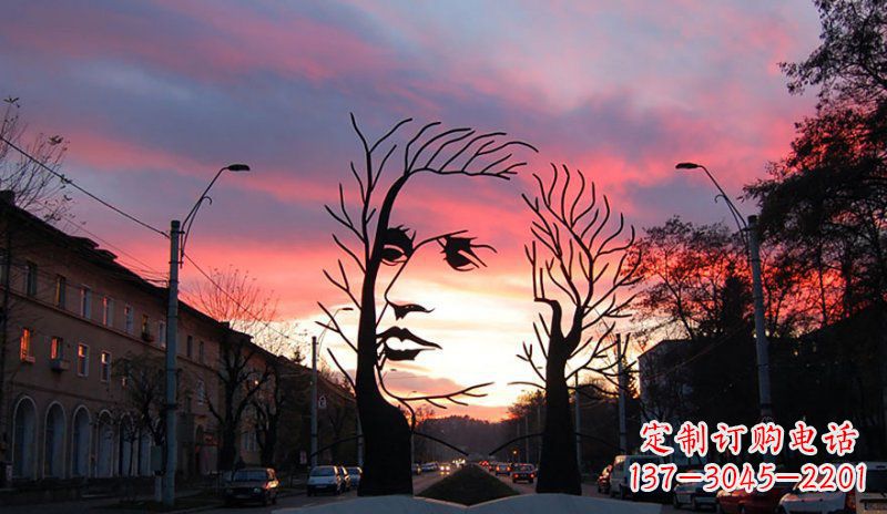 大同不锈钢抽象人头街边景观雕塑