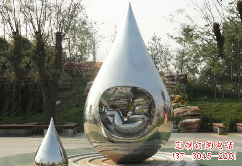 大同不锈钢水滴雕塑缔造生命之源