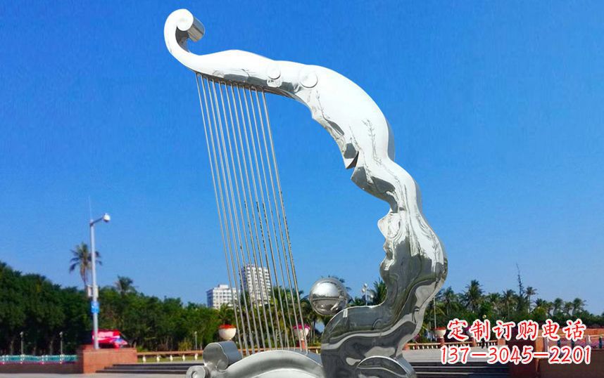 大同不锈钢竖琴广场雕塑