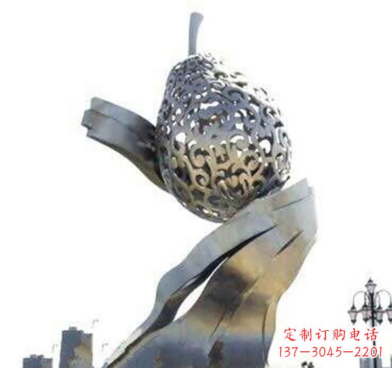 大同不锈钢抽象水果梨雕塑