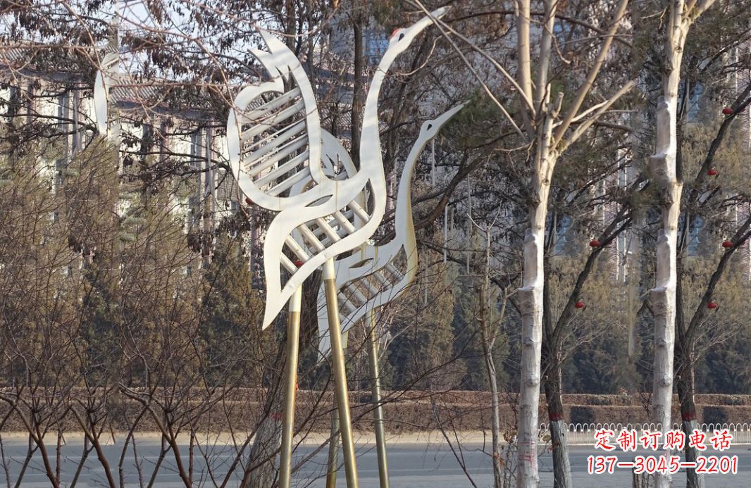 大同不锈钢仙鹤雕塑精致的艺术之作