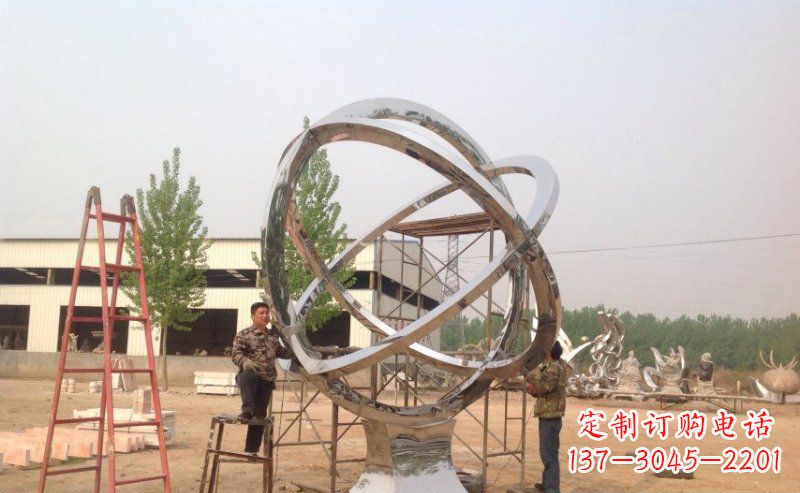 大同不锈钢抽象圆环雕塑。